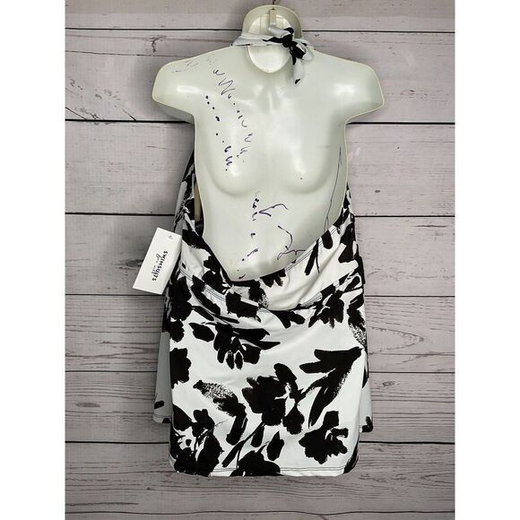 SWIMSUITSFOR ALL SHORE CLUB TANKINI top only BLACK WHITE size 20 swim‎ suit - Picture 8 of 13